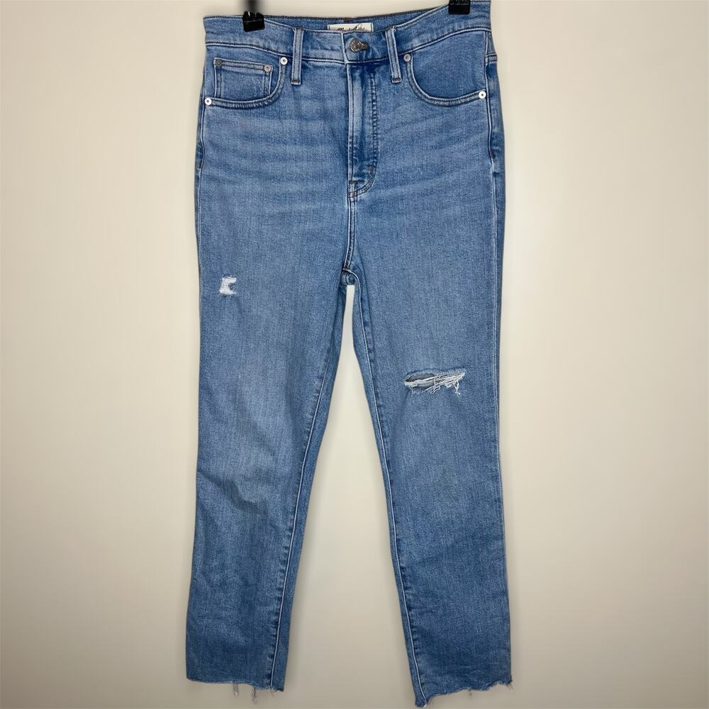 Madewell The Perfect Vintage Jeans 27 Womens Straight Raw Hem Med Wash Ankle